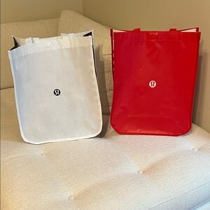 lululemon athletica Large Bold Red and Crisp White Tote Bags  New Never Used